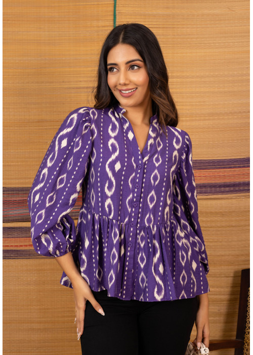 PURPLE CHINESE COLLAR TOP